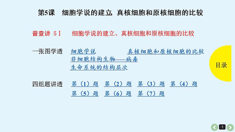 (通用版)高考生物一轮复习课件：第5课-细胞学说的建立、真核细胞和原核细胞的比较(含解析)01