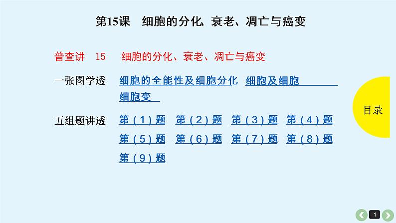 (通用版)高考生物一轮复习课件：第15课-细胞的分化、衰老、凋亡与癌变(含解析)第1页