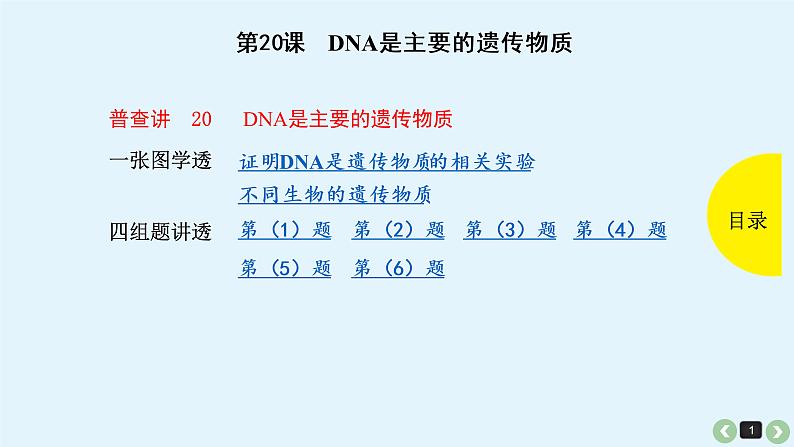 (通用版)高考生物一轮复习课件：第20课-DNA是主要的遗传物质(含解析)第1页