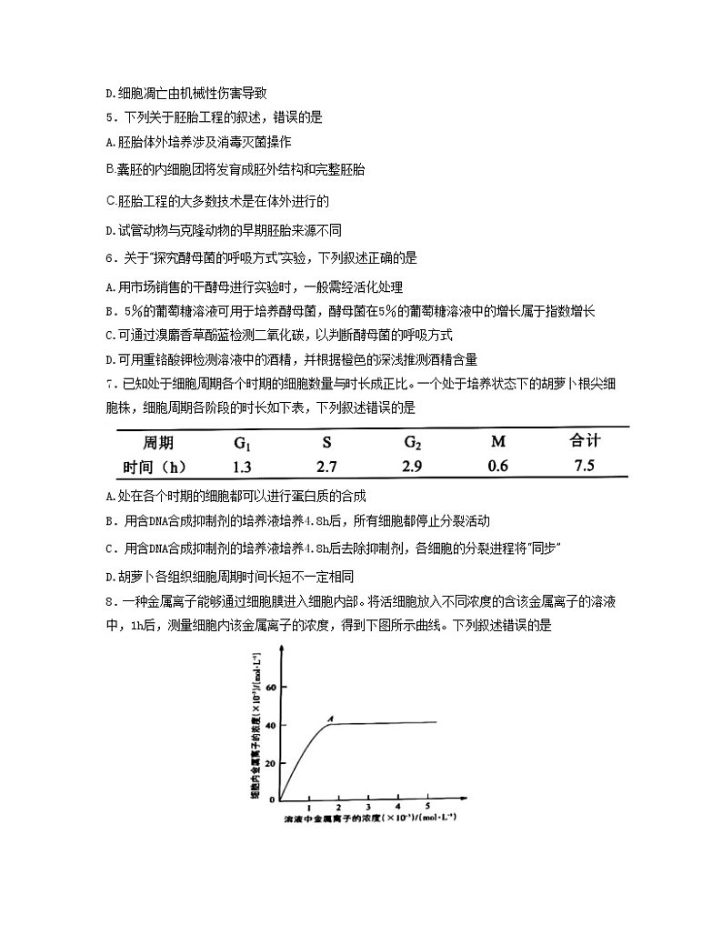 浙江省精诚联盟2022-2023学年高三生物上学期12月适应性联考（一模）试题（Word版附解析）第2页