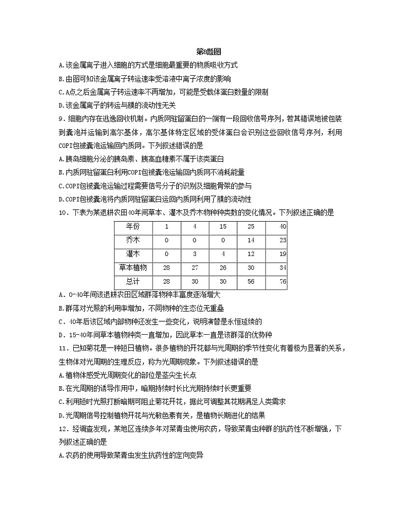 浙江省精诚联盟2022-2023学年高三生物上学期12月适应性联考（一模）试题（Word版附解析）第3页
