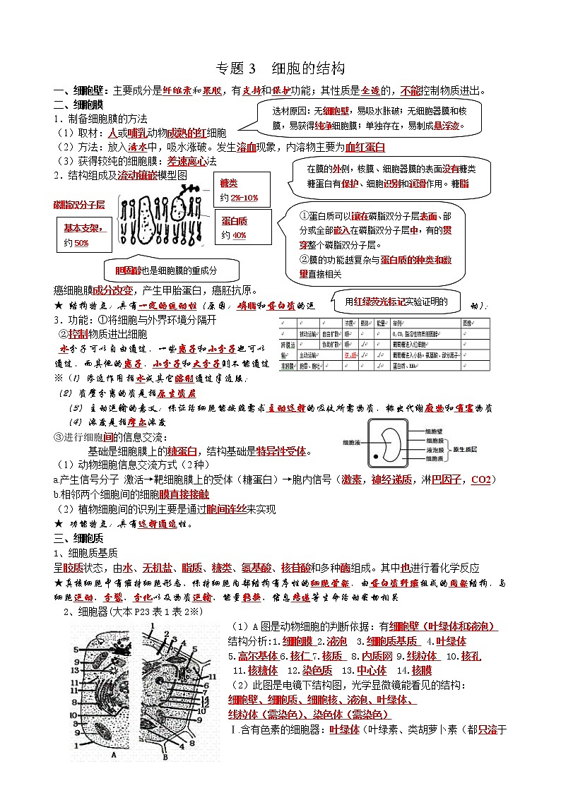 高考生物一轮复习知识清单：03细胞的结构基础第1页