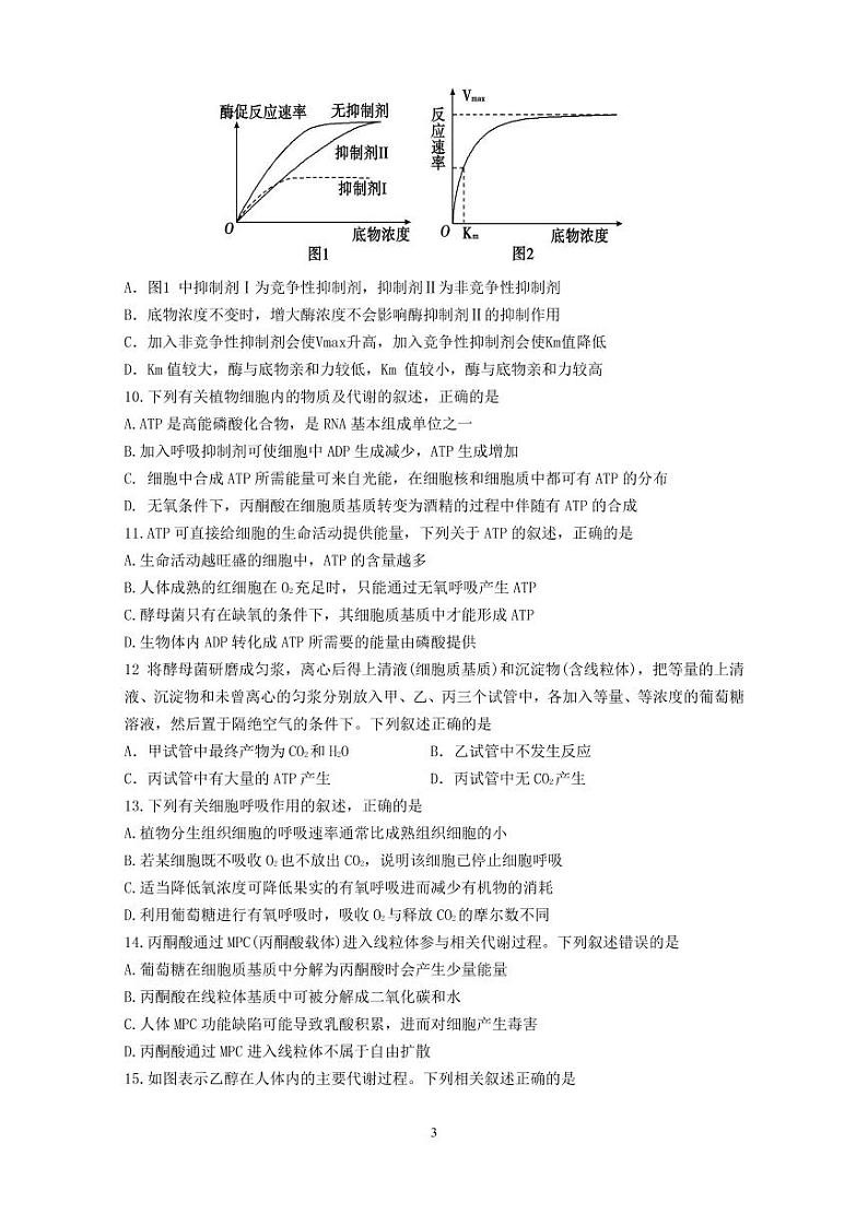 2023沈阳二中高一上学期12月月考生物试题PDF版含答案（可编辑）03