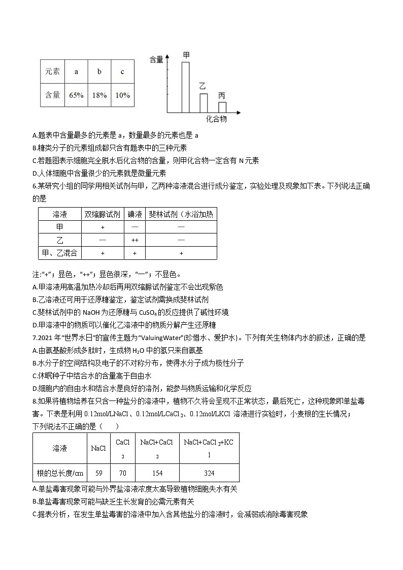 2023重庆市名校联盟高一上学期第二次联合考试生物试题含答案02