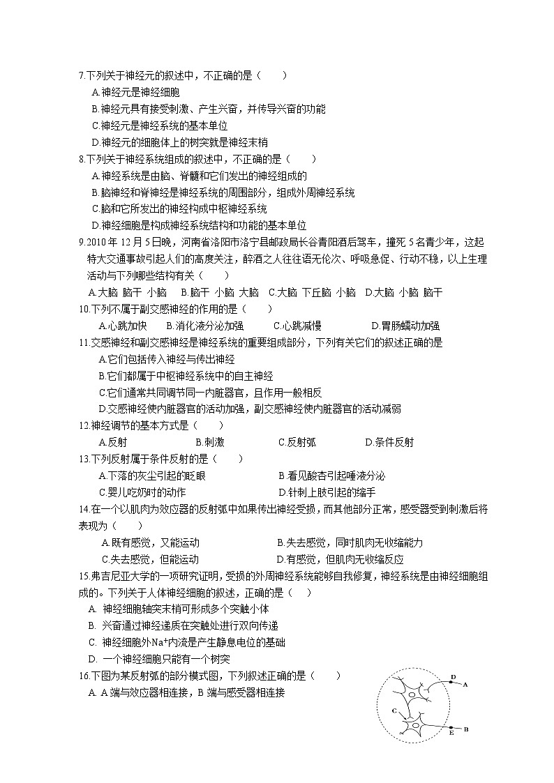 2022-2023学年北京市首都师范大学附属密云中学高二上学期10月阶段性练习生物试题含答案02
