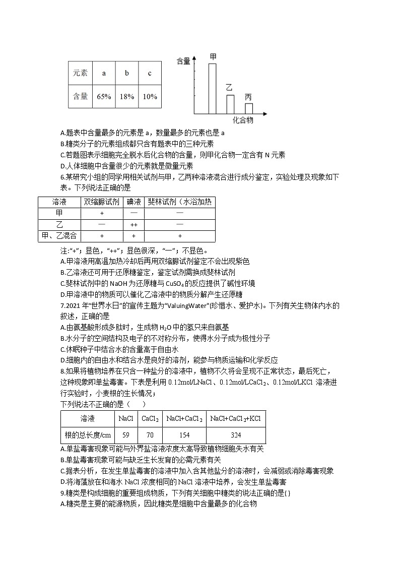 重庆市名校联盟2022-2023学年高一生物上学期第二次联考试题（Word版附答案）第2页