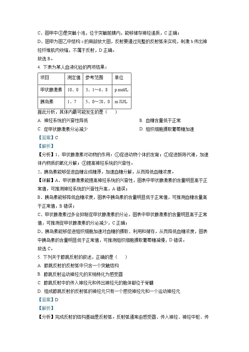 四川省成都外国语学校2022-2023学年高二生物上学期期中考试试题（Word版附解析）03