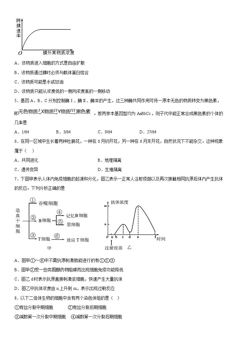 重庆市西南大学附属中学2023届高三生物上学期12月月考试题（Word版附答案）02