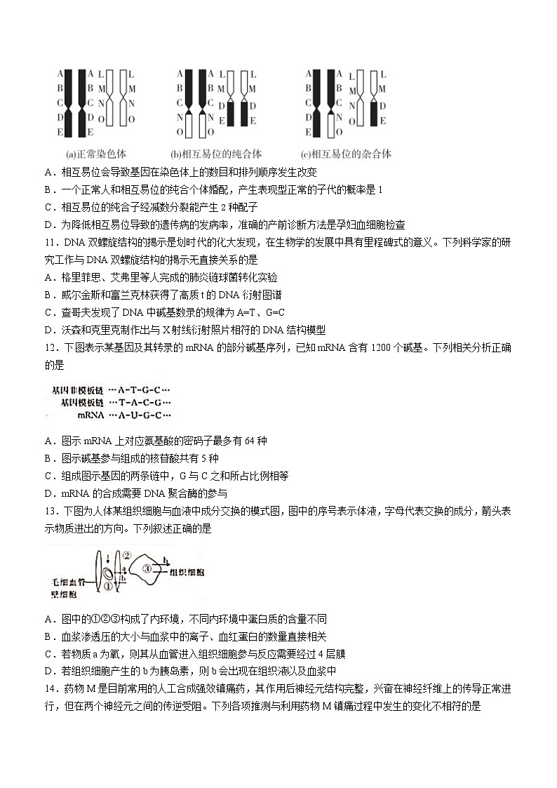 辽宁省葫芦岛市协作校2022-2023学年高三生物上学期第二次考试试题（Word版附答案）03