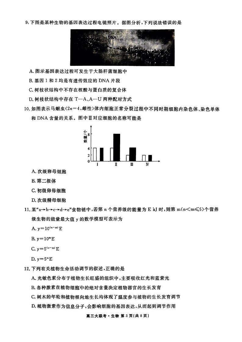 广东省2022-2023学年高三上学期12月大联考生物试题第3页