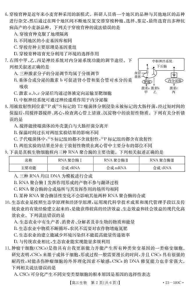 河北省唐山市部分学校2022-2023学年高三上学期12月月考生物试题第2页