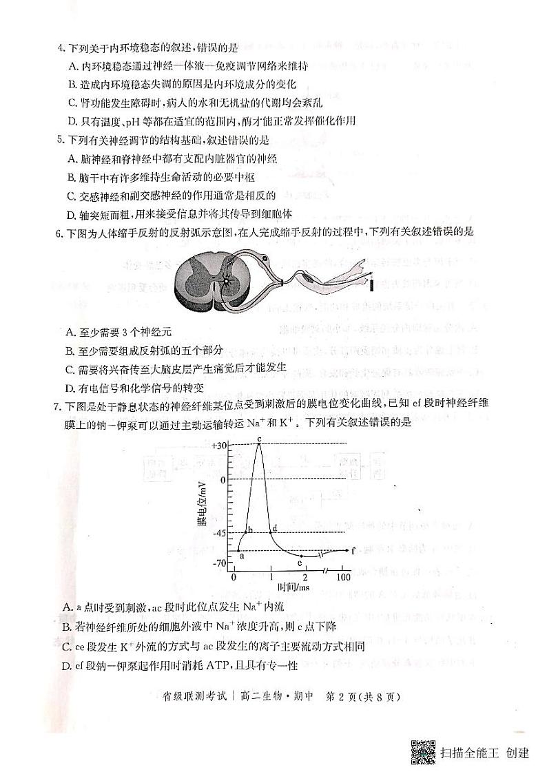 2022-2023学年河北省沧州市高二上学期11月期中考试生物PDF版含答案02