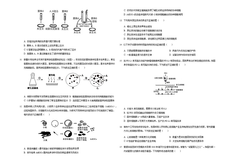 2021-2022学年安徽省桐城市桐城中学高二下学期月考（十五）生物试题含答案02