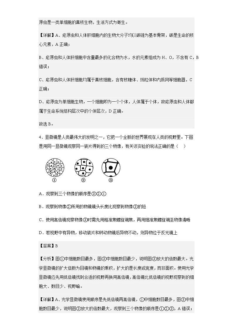 2022-2023学年山东省德州市高一上学期期中生物试题含解析第3页