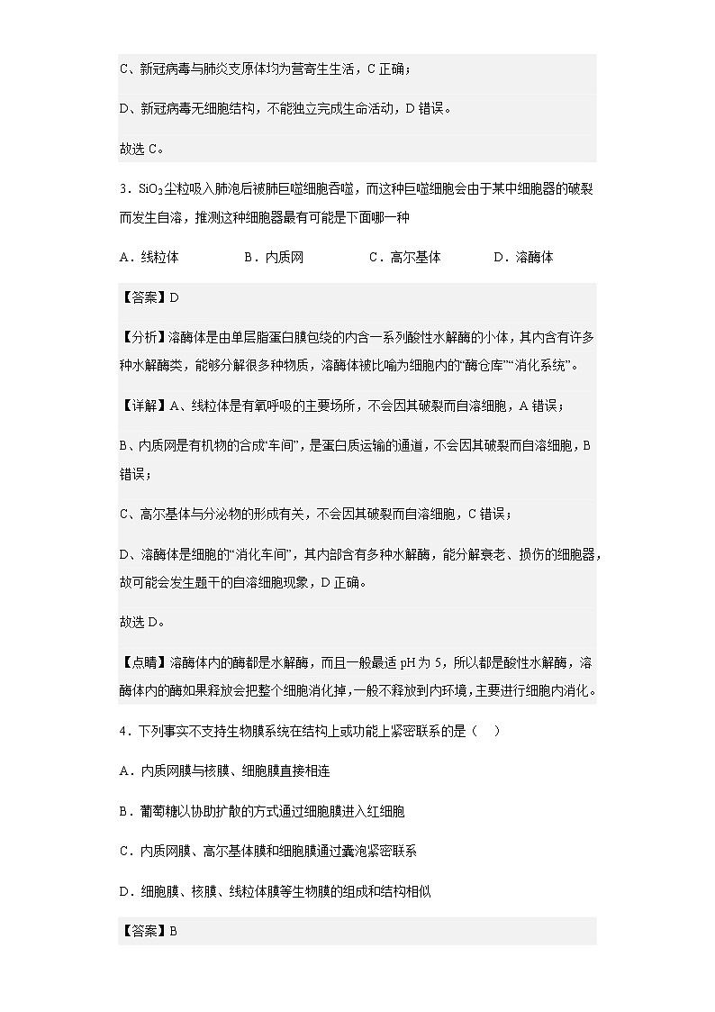 2022-2023学年山东省日照市高一上学期期中生物试题含解析02