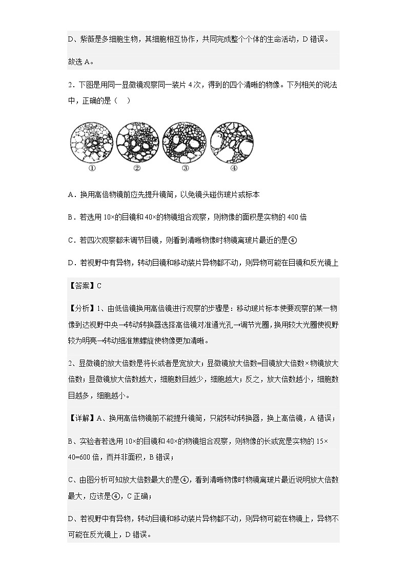 2022-2023学年山东省新泰市一中东校高一上学期期中生物试题含解析02