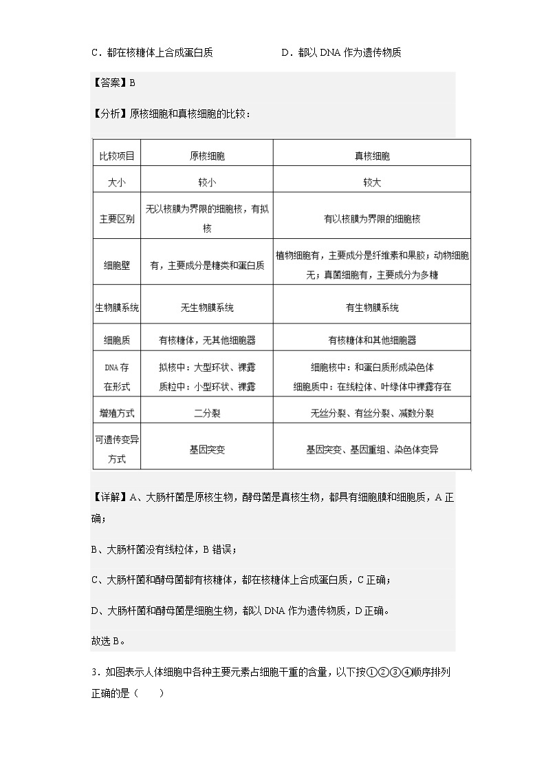 2022-2023学年黑龙江省哈尔滨市一六二中高一上学期第一次月考生物试题含解析02