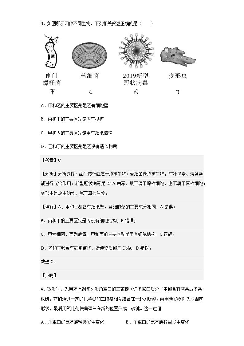 2022-2023学年西藏拉萨市高中六校联考高一上学期测试生物试题试题含答案03