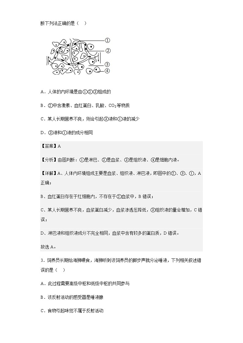 2022-2023学年山东省济宁市梁山县一中高二10月月考生物试题含解析第2页