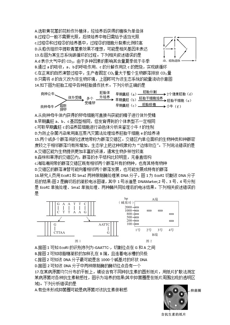 2023浙江省名校新高考研究联盟（Z20联盟）高三第二次联考试题生物含答案第3页