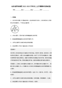 2022-2023学年山东省青岛地区高二上学期期中生物试题含解析