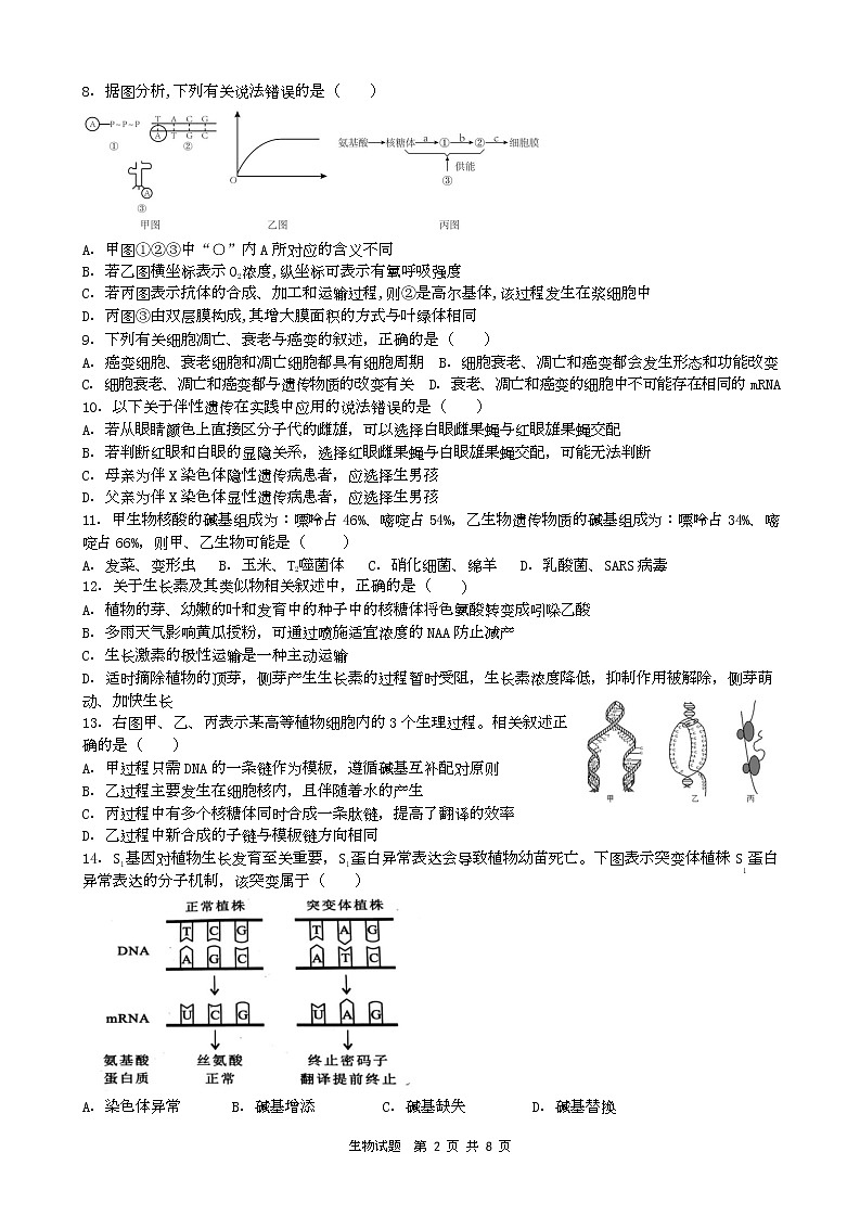 黑龙江省牡丹江市第一高级中学2022-2023学年高三上学期期末考试生物试题第2页