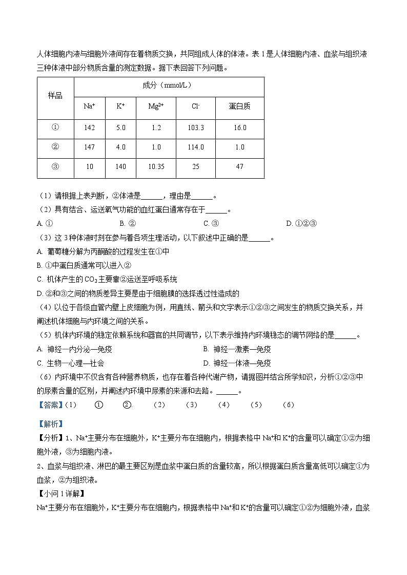 2023上海金山区高三上学期一模生物试题含答案03