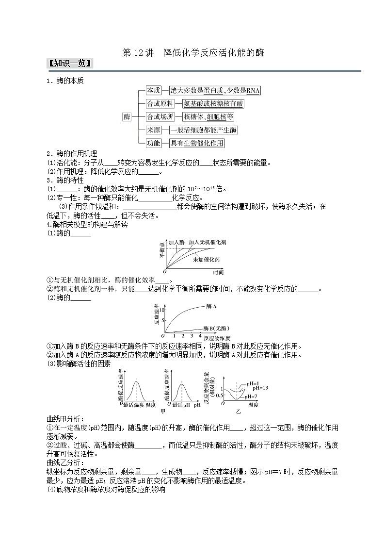 第12讲 降低化学反应活化能的酶-【分类归纳】最新高一生物考法和题型分类精讲（人教版2019必修1）01