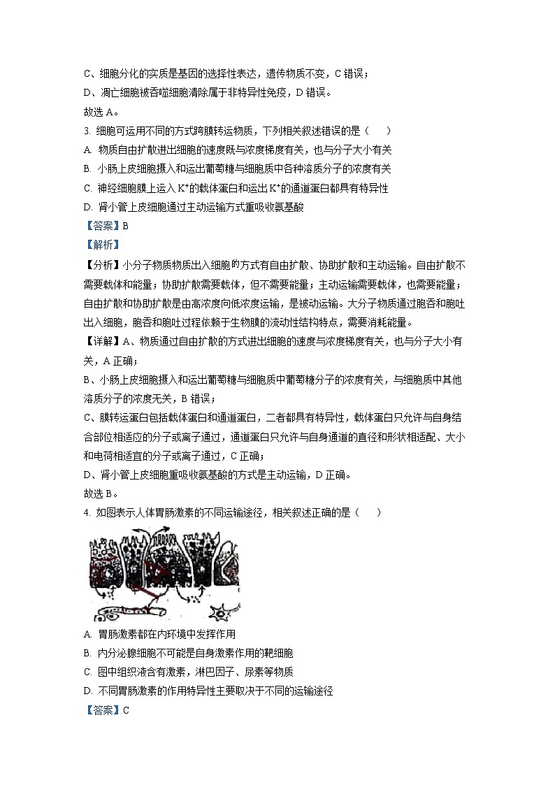 精品解析：2021年新高考江苏生物高考真题（解析版）02