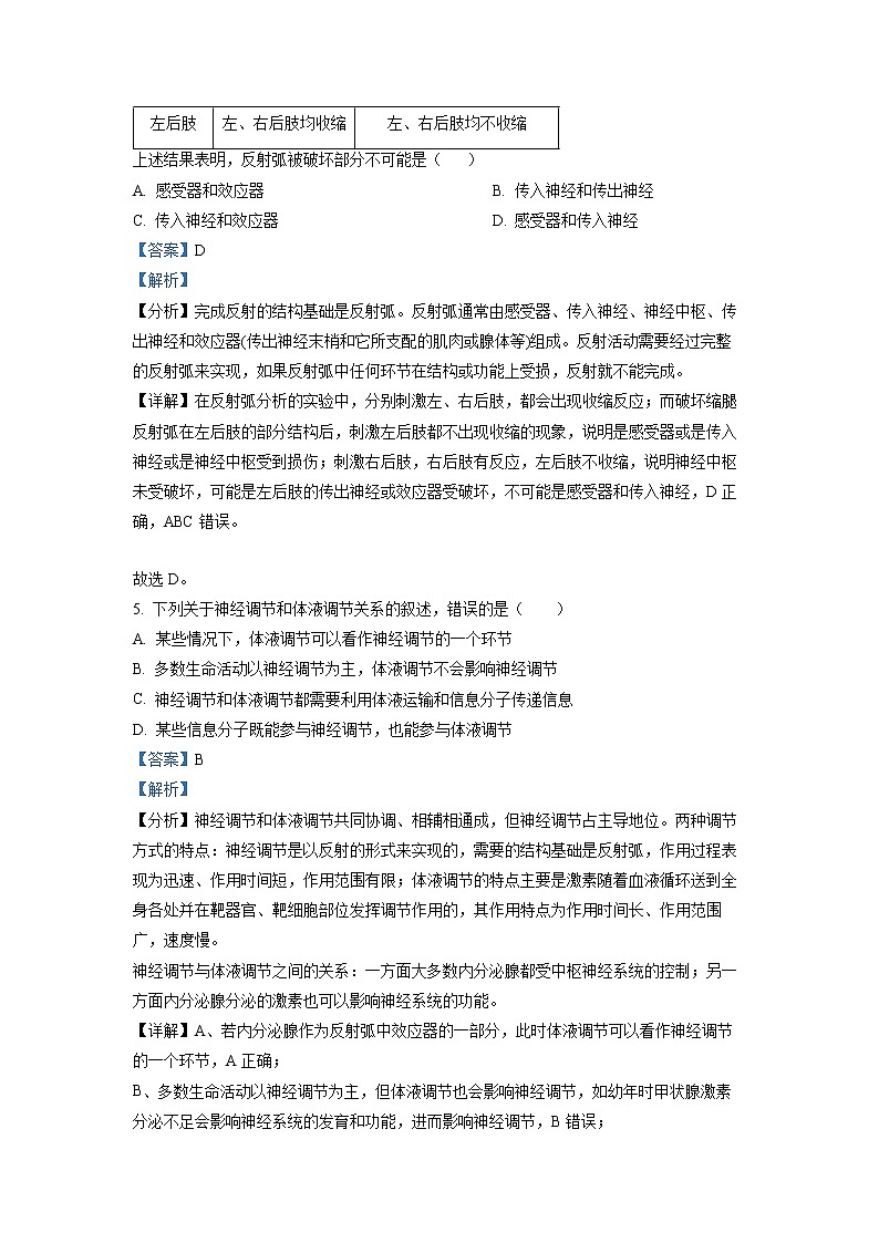 重庆市沙坪坝区重点中学2022-2023学年高二生物上学期期末复习试题（二）（Word版附解析）03