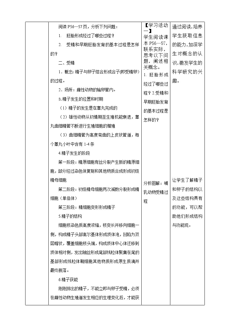 人教统编版高中生物选修三 第二章第3节 一  胚胎工程的理论基础 课件+教学设计02
