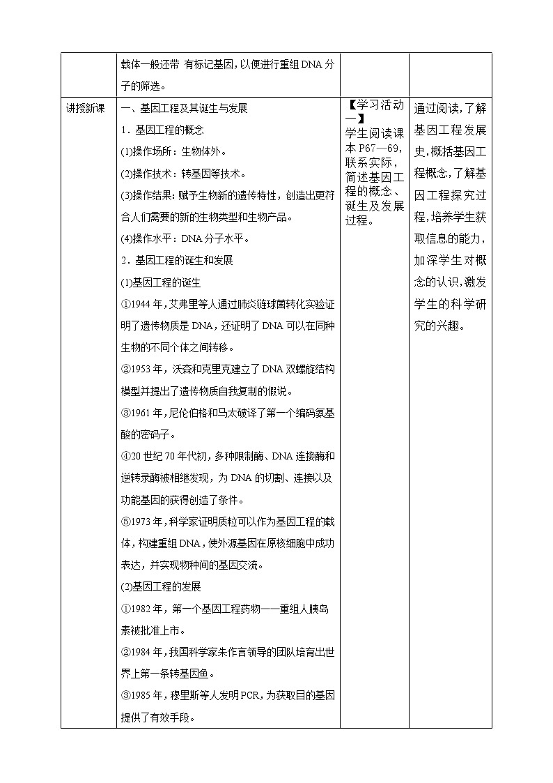 人教统编版高中生物选修三 第三章第1节  重组DNA技术的基本工具 课件+教学设计+素材02