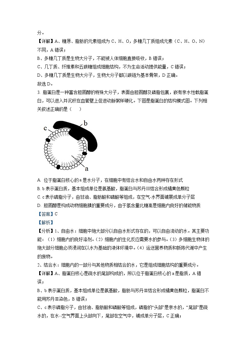重庆市沙坪坝区重点中学2022-2023学年高三生物上学期期末复习试题（一）（Word版附解析）02
