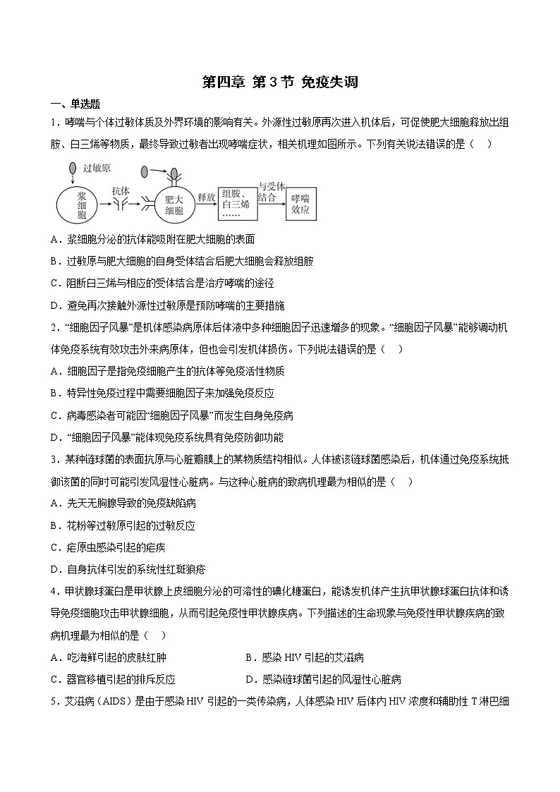 4.3 免疫失调 课件＋课时作业（原卷＋解析卷）01