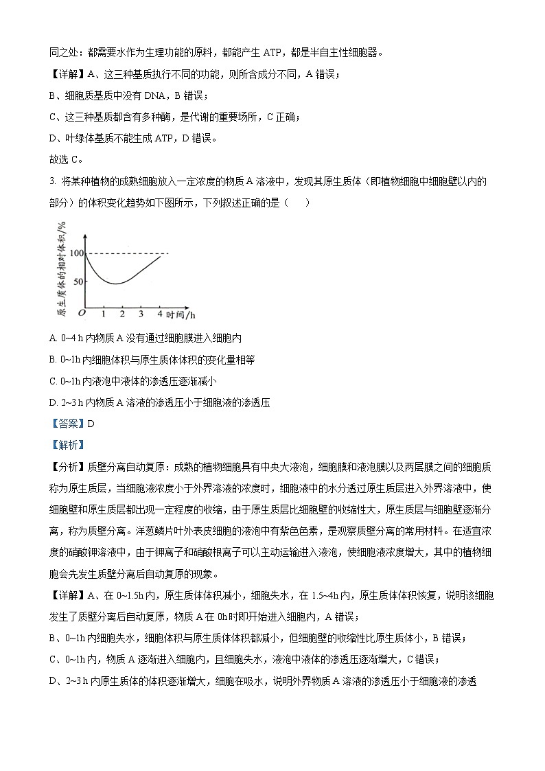 重庆市沙坪坝区重点中学2022-2023学年高三上学期期末复习（二）生物试题含解析第2页