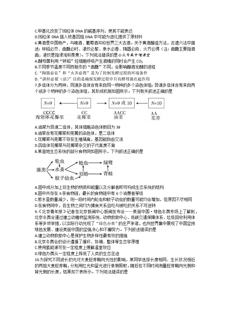 2023河北省部分学校高三上学期12月大联考试题生物含答案第2页
