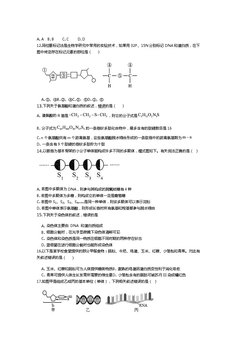 湖北省襄阳市第五中学2022-2023学年高一上学期12月月考生物试题第3页