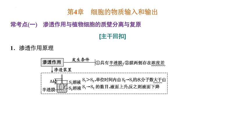 2023届高三一轮复习生物：第4章  细胞的物质输入和输出—把握2个常考点课件PPT第1页