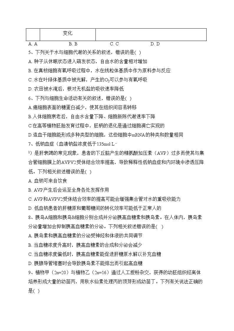 青海省西宁市三县2022届高三上学期期末联考生物试卷(含答案)02