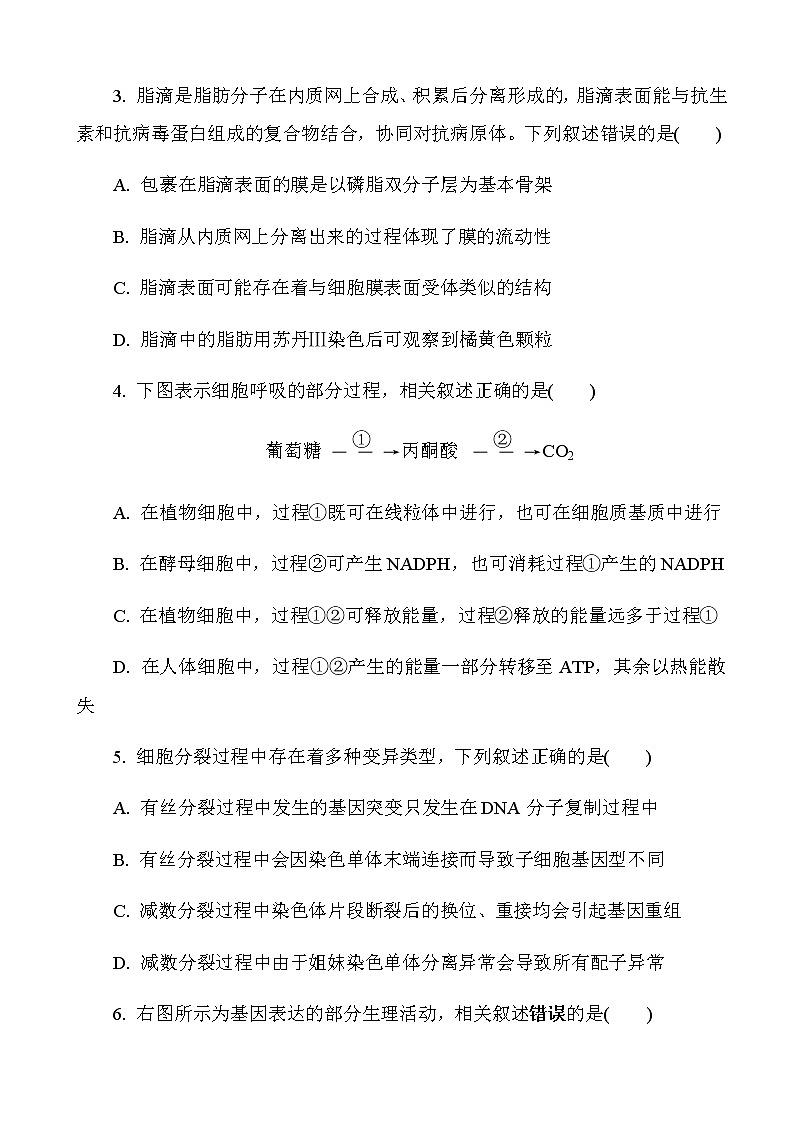 2023届江苏省常州市高三上学期期中考试生物试题含答案第2页