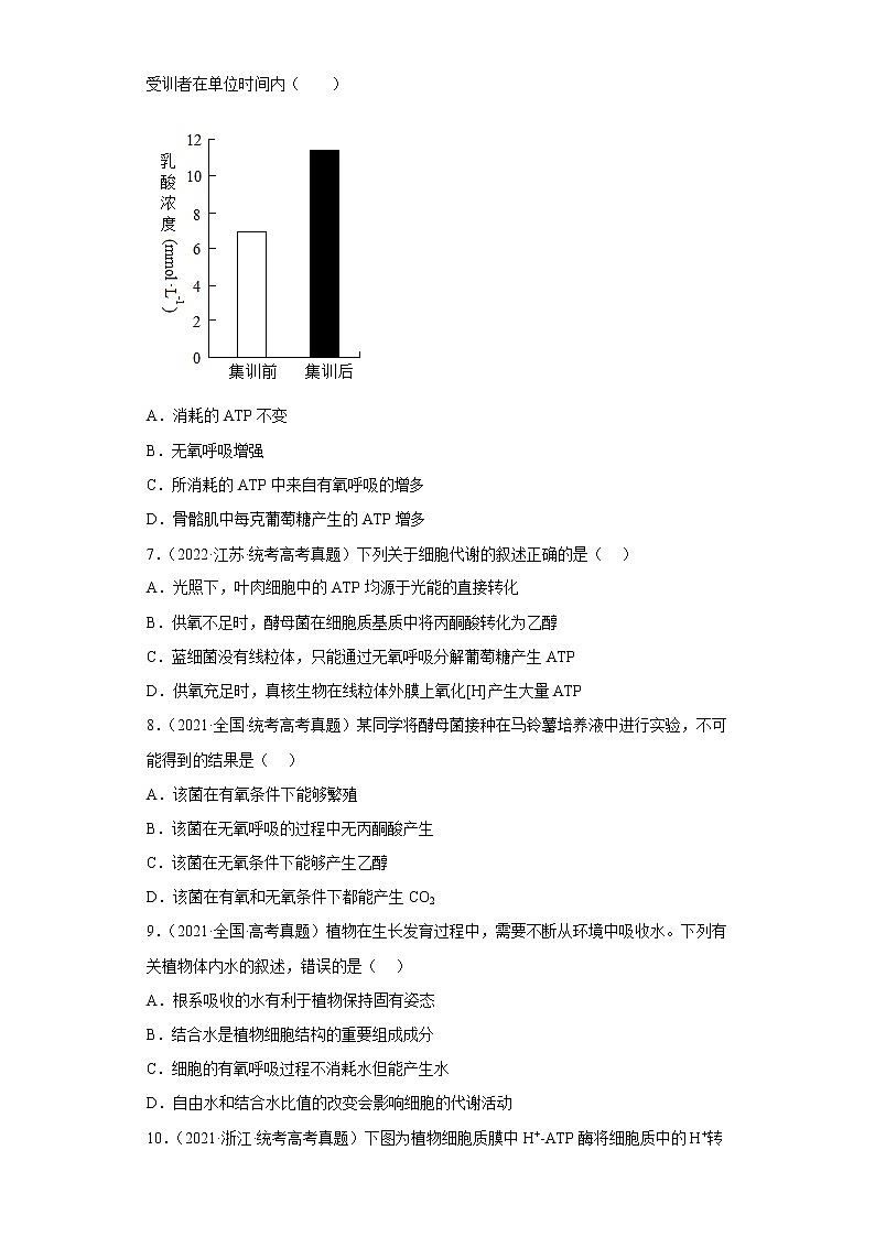 五年2018-2022高考生物真题按知识点分类汇编20-细胞呼吸-有氧呼吸过程（含解析）第3页