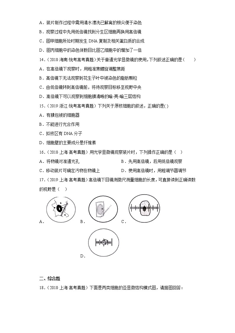 五年2018-2022高考生物真题按知识点分类汇编7-细胞的多样性和统一性（含解析）第3页