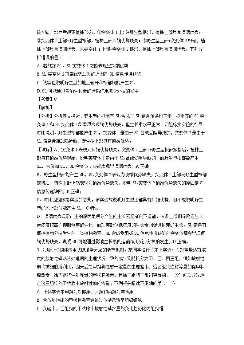 山东省烟台市莱阳市第一中学2021-2022学年高二生物下学期开学考试试题（Word版附解析）第2页