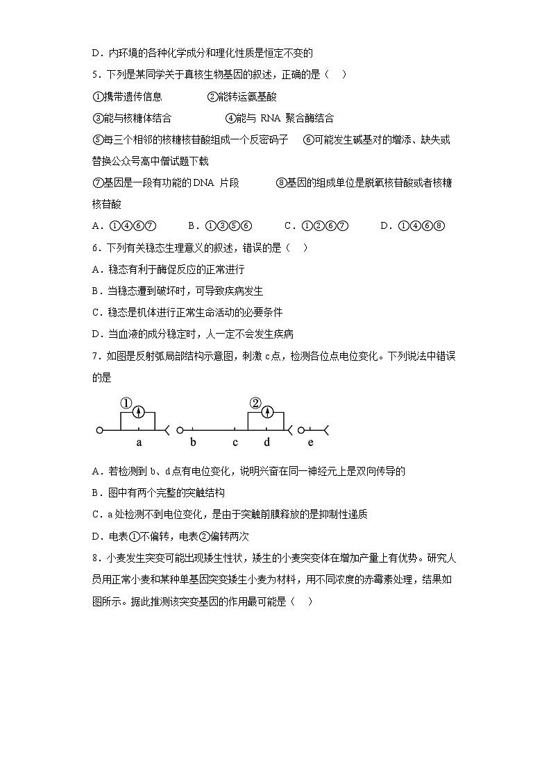 山东省青岛市第二中学2022-2023学年高二生物上学期1月期末试题（Word版附答案）02
