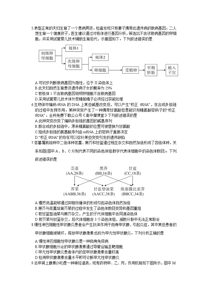 北京市东城区2022-2023学年高三上学期期末考试生物试卷第2页