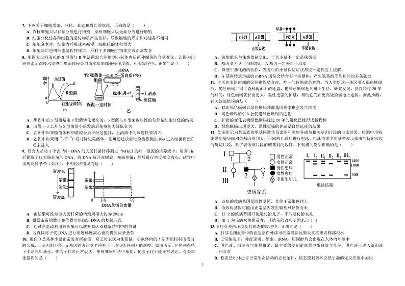 2023天津市新华中学高三上学期第二次月考生物试题PDF版含答案（可编辑）02