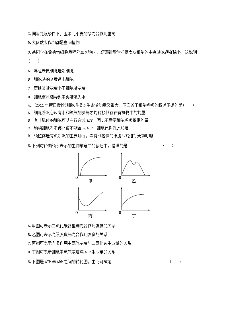 高中生物二轮复习专题练习26：细胞的代谢第2页