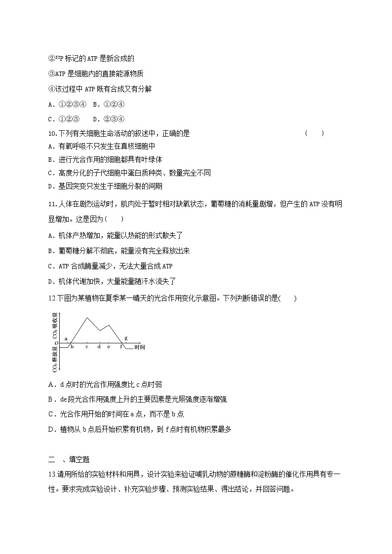 高中生物二轮复习专题练习24：细胞的代谢03