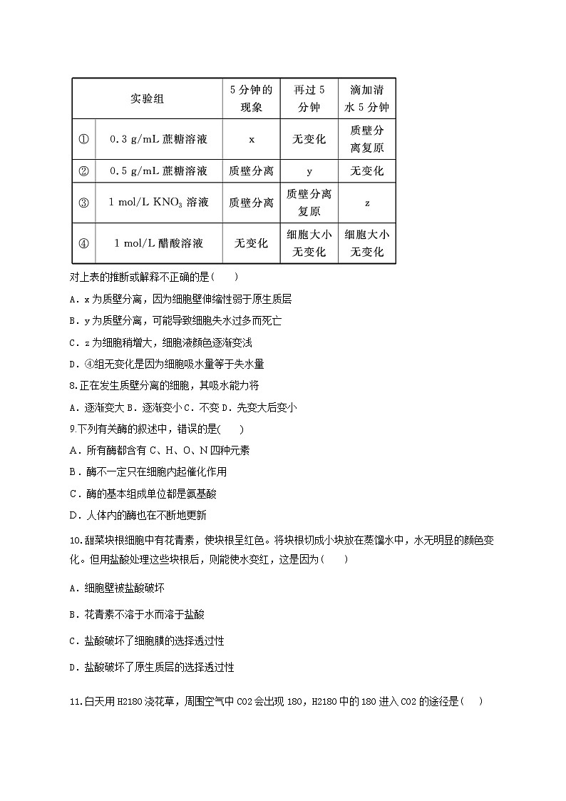 高中生物二轮复习专题练习12：细胞的代谢第3页