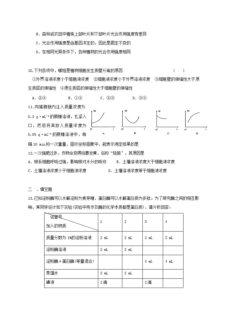 高中生物二轮复习专题练习9：细胞的代谢第3页